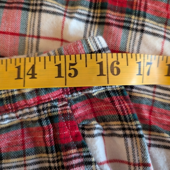 🌲GAP🌲 WOMEN'S WHITE RED TARTAN PLAID FLANNEL RELAXED PJ SET MEDIUM WORN ONCE! - Picture 9 of 12